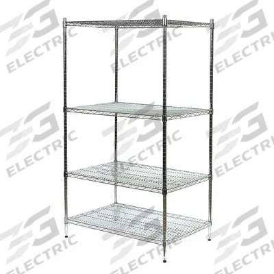 APPROVED VENDOR Wire Shelving Unit: Starter, 60 in x 18 in, 85 in Overall Ht, 4 Shelves - Stationary Wire Shelving for Dry Use