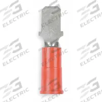 3M Wire Disconnect: Male Tab, Red, Vinyl, Partial Coverage, 22 AWG – 18 AWG Wire Size (MPN MVU18-187DMX). Key specifications — attr1307035: 3M; attr1307036: MVU18-187DMX.