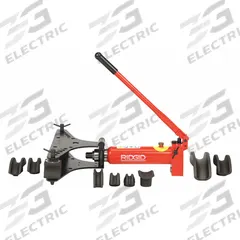 RIDGID Hydraulic Pipe Bender: Min 3/8 in, Max 2 in, For Steel, Max 90°, Hand Pump, 7 Shoes (MPN HB382). Key specifications — attr663949: Steel; attr663977: Hand Pump; attr663948: RIDGID.