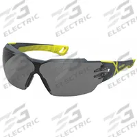 HEXARMOR Safety Glasses: Gray 14% Lens, Half-Frame, Anti-Fog/Hard Coat/TruShield®, Dielectric/Vented (MPN 11-13004-02). Key specifications — Brand: HEXARMOR; Frame Color: Charcoal/High-Visibility Yellow; Lens Color: Gray 14%; Lens Properties: Anti-Fog / Scratch-Resistant.