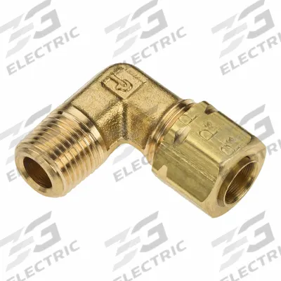 PARKER Compression Fitting Elbow: 1/4 in OD x 1/8 in Pipe Fitting Size, Compression x MNPT - Self-Aligning Brass Compression Fittings