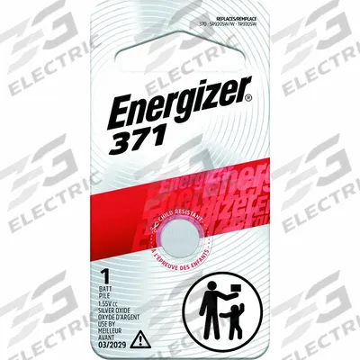 ENERGIZER Button Cell Battery: 371 Battery Size, Silver Oxide, 34 mAh Capacity, 1.5V DC - Disposable Coin & Button Batteries