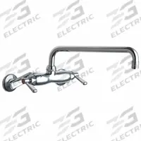 CHICAGO FAUCETS Low Arc Service Sink Faucet: Wall, Centerset, Cast Brass, Polished Chrome (MPN 445-L12ABCP). Key specifications — Color/Finish: Polished Chrome; Includes: Mounting Hardware.