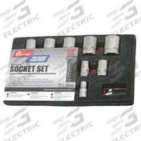 ABILITY ONE Socket Set: 1/2 in Drive, 13 Piece, 12-Point, SAE, 3/8 in to 1 1/8 in (MPN 5120-01-429-3546). Key specifications — attr1224269: 1/2 in; attr1204685: Tether Ready; attr1204650: 3/8 in to 1-1/8 in; attr1204673: Socket Bits Not Included; attr1204688: ABILITY ONE; attr1206170: Standard Sockets.