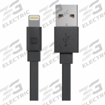 MONOPRICE Cable: Lightning End 1, Type A End 2, Black, 4 ft Lg - Standard USB & Lightning Cables