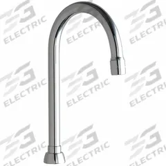 CHICAGO FAUCETS Spout: Spout, Arc, Swivel Spout, Brass, Polished Chrome, 2.2 gpm Flow Rate, Aerated (MPN GN2AE3JKABCP). Key specifications — Includes: Mounting Hardware; Product Type: Spout; Spout Style: Swivel; Body Material: Brass; Color/Finish: Polished Chrome; Brand: CHICAGO FAUCETS.