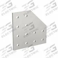 90° Angled Flat Plate: 90° Angled Flat Plate, 25 Series, 4 mm x 100 mm x 100 mm, 12 Holes, Silver (MPN 25-4128). Key specifications — Material: Aluminum; Brand: 80/20; Finish: Anodized.