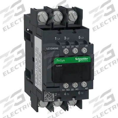 SCHNEIDER Magnetic Contactor: Non-Reversing, 3 Poles, 3NO Contacts, 40 A - Non-Reversing IEC Contactors