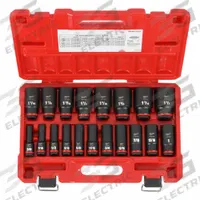 MILWAUKEE Impact Socket Set: 1/2 in Drive Size, Small Set (0-50 pieces) Set Size, 19 Pieces, 0, SAE (MPN 49-66-7012). Key specifications — attr1204251: MILWAUKEE; attr1215453: 1/2 in; attr1215454: 3/8 in to 1-1/2 in; attr1224229: Friction.