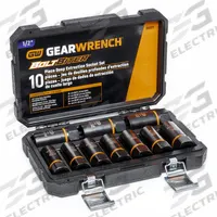 GEARWRENCH Impact Socket Set: 1/2 in Drive Size, 3/4"/19mm - 1"/25mm Socket Size Range, 10 Pieces (MPN 86071). Key specifications — attr1224264: 1/2 in; attr1224265: 3/4"/19mm - 1"/25mm; attr1204208: Case; attr1204215: GEARWRENCH; attr1204209: 13/16- in.