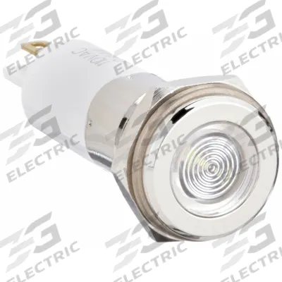 APPROVED VENDOR Flush Panel Light: 12 mm Panel Mounting Hole Dia, LED, White, Flush Head - LED Indicator Pilot Lights