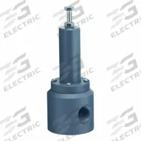 PLAST-O-MATIC Adjustable Back Pressure Relief Valve: PVC, FKM, 1 1/4 in x 1 1/4 in, FNPT x FNPT (MPN RVT125V-PV). Key specifications — Brand: PLAST-O-MATIC.