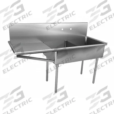 JUST MANUFACTURING Scullery Sink: 2 Bowls, 48 in Overall Ht, 57 in Overall Lg - Two-Bowl Freestanding Kitchen & Bar Sinks without Faucets
