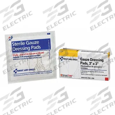 FIRST AID ONLY Gauze Pad: 3 in Dressing Lg, 3 in Dressing Wd, Gauze, Sterile - Gauze Pads