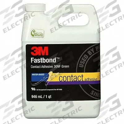 3M Contact Cement: 30NF, Gen Purpose, 1 qt, Jug, Green - General Purpose Contact Adhesives