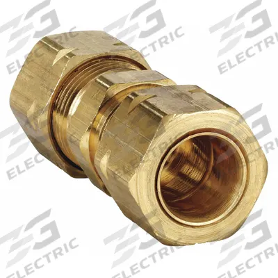 PARKER Compression Fitting Union: 1/2 in OD x 1/2 in OD Fitting Size, Brass - Self-Aligning Brass Compression Fittings