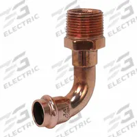NIBCO Press Elbow Fitting: 90° Elbow, 2 in CTS x 2 in Pipe size, Press-fit x MNPT, Copper (MPN 9082955PC). Key specifications — Brand: NIBCO; Series: Press System; Broad - Material for Bullet: Copper Or Bronze; Brand - Broad: NIBCO.