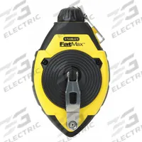 STANLEY Chalk Line Reel: 3:1, 100 ft Line Lg, Black/Yellow, 3 oz Fill Wt, Sliding Door (MPN 47-140L). Key specifications — attr1270037: 3:1; attr1270064: STANLEY; attr1270076: Plastic.
