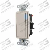 HUBBELL Wall Switch: Rocker Switch, Single Pole, Maintained, Light Almond, 120/277V AC, 20 A (MPN DS120STILLA). Key specifications — Illuminated: Yes; Voltage Rating: 120/277V AC.