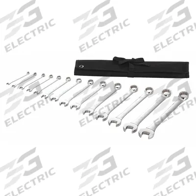 WESTWARD Combination Wrench Set: Alloy Steel, Chrome, 14 Tools - SAE 12-Point Combination Wrench Sets