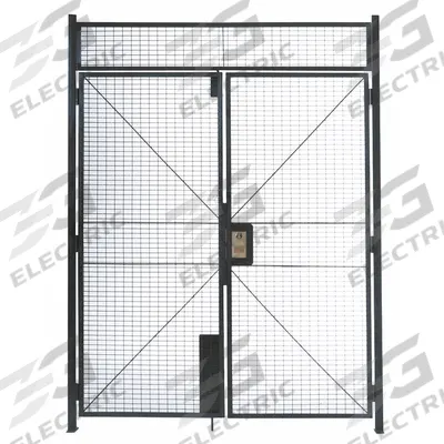 WIRECRAFTERS Hinged Double Door: 8 1/2 ft H x 8 3/8 ft W x 2 in D, Gray - WireCrafters Woven-Wire Partition Components