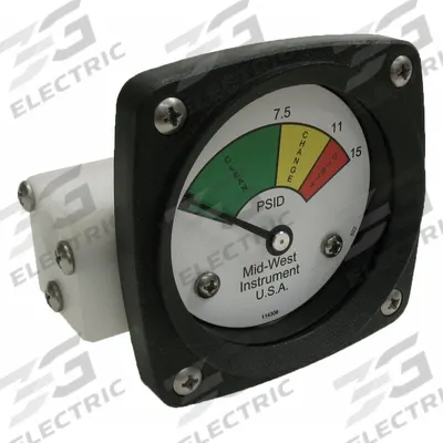 MIDWEST INSTRUMENT 3-Color Differential Pressure Indicator: 1,000 psig Max - Differential Pressure Indicators