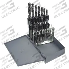 CHICAGO-LATROBE Jobber Length Drill Bit Set: 15 Pc, 1/16" to 1/2" by 32nds, 135° Split Point (MPN 42800). Key specifications — attr1236168: Metal Index; attr1236199: NAS 907 Type B.