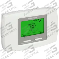 HONEYWELL Fan Coil Thermostat: Heat and Cool, Auto-Cool-Heat-Off, 50° to 90°F, Push Button, 1H/1C (MPN TB6575A1000/U). Key specifications — Application: Heat and Cool; System Settings: Auto-Cool-Heat-Off; Temperature Control Range: 50° to 90°F; Stages: 1H/1C; Voltage: 120/240V AC; Brand: HONEYWELL; Control Type: Push Button; Fan Settings: Hi-Med-Low-Auto-Off.
