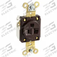HUBBELL Receptacle: Single, 5-20, Brown, 125V AC, 20 A, 2 Pole / 3 Wire (MPN HBL5361)
