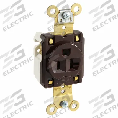 HUBBELL Receptacle: Single, 5-20, Brown, 125V AC, 20 A, 2 Pole / 3 Wire (MPN HBL5361) - General Purpose Receptacles