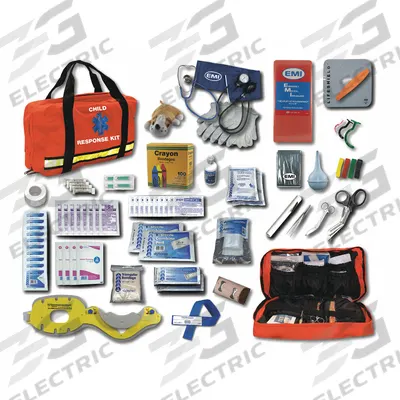 EMI Child Response Kit: 67 Components, Nylon, Bag, Orange, Medication Included - Briefcase Trauma Kits