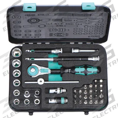 WERA Socket Wrench Set: 1/4 in Drive, 41 Piece, 6-Point, SAE - SAE Socket Sets with Drive Tools