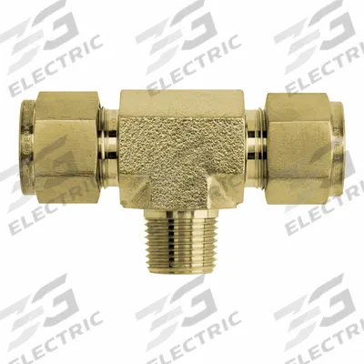 BRENNAN INDUSTRIES Compression Tee Fitting: 1/8 in OD x 1/8 in OD x 1/8 in Pipe Size - Clean & Bagged Double-Ferrule Brass Compression Fittings