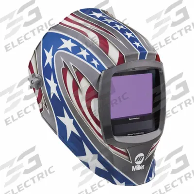 MILLER ELECTRIC Welding Helmet: Auto-Darkening, 4 Arc Sensors, Blue/Gray/Red/White, Patriotic - Auto-Darkening Welding Helmets - Graphic