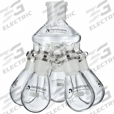 HEIDOLPH Rotary Evaporator Glassware: 50 mL, Colorless, Round - Glass Distilling Flasks
