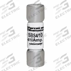 MERSEN Fuse: SBS Series, Midget, Fast-Acting, 400 mA, 600 V AC, 13/32 in x 1 3/8 in, Non-Indicating (MPN SBS4/10). Key specifications — attr1287209: SBS; attr211192: MERSEN.