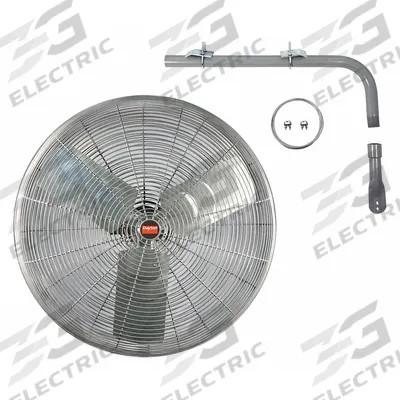 Dayton Mounted Fan: 30 in Blade Dia, 115V AC, 1/2 hp Motor HP, Post Mount - High-Temperature Industrial Wall-Mount Fans