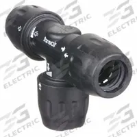TRANSAIR Push-Fit Tee Fitting: 1 1/2 in OD x 40 mm OD x 1 1/2 in OD Size, Polyamide, Black (MPN 6604 40 00US). Key specifications — Brand: TRANSAIR.