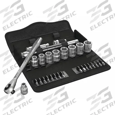 WERA Socket Wrench Set: 3/8 in Drive, 29 Piece, 6-Point, SAE - SAE Socket Sets with Drive Tools