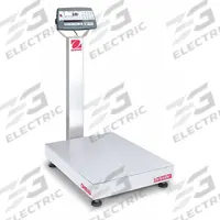 OHAUS Industrial Bench Scale: 18 in x 24 in, Not IP Rated, Column-Mounted, Defender 5000 (MPN 30461640). Key specifications — Connection Ports: Ethernet; Readability: 0.02 lb/10 g; Brand: OHAUS; Weighing Surface Material: Stainless Steel.
