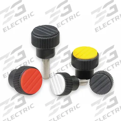 KIPP Hand Knob: Knurled, Plastic w/ Steel Thread, 3/8"-16 Thread, 14 mm Thread Lg - Knurled Knobs with Threaded Hole