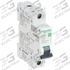 SCHNEIDER IEC Supplementary Protector: 63 A Amps, 250V DC, 5kA at 250V DC, Screw Clamp, C60H-DC, D (MPN M9U31163). Key specifications — Brand: SCHNEIDER; Terminal Connection: Screw Clamp; DC Voltage Rating: 250V DC; Max. AIR Rating: 5kA at 250V DC; Series: C60H-DC; AC Voltage Rating: Not Rated; Curve Type: D.