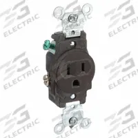 LEVITON Receptacle: Single, 5-15, Brown, 125V AC, 15 A, 2 Pole / 3 Wire (MPN 5015)