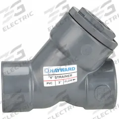HAYWARD Y Strainer: 3 in, NPT, Mesh, 0.0313 in Screen Size, PVC, FPM, 9 5/8 in Ht, 10 1/4 in Lg (MPN YS10300T). Key specifications — Brand: HAYWARD; Seal Material: FPM; Manufacturer Part Number: YS10300T; Screen Material: PVC.