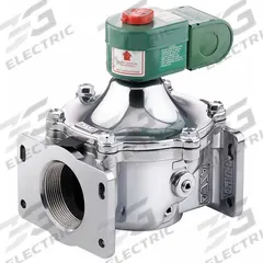 REDHAT Solenoid Valve: 2-Way, Normally Closed, 2 in Pipe Size, 110V AC/120V AC, With Junction Box (MPN JB8214280CSA). Key specifications — Brand: REDHAT; Pipe Size: 2 in; Voltage: 110V AC; Coil Enclosure: With Junction Box.