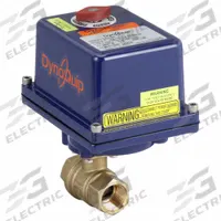 DYNAQUIP CONTROLS Electrically Actuated Two-Way Ball Valve: 3/4 in, Brass, 12 to 24V AC/DC, Straight (MPN EHH24ATE20H). Key specifications — Included Mounting: ISO 5211 Actuator Mounting Pad; Brand: DYNAQUIP CONTROLS; Stem Material: Nickel-Plated Brass; Actuator Features: Heater.