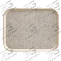 Food Service Trays, PK 12 (MPN EA1418VC380). Key specifications — Brand: CAMBRO; Color: Ivory with Sahara; NSF Certified: Yes.