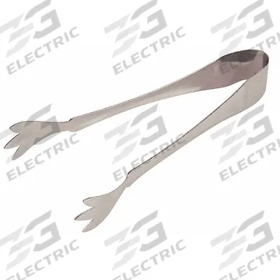 CRESTWARE Ice Tongs: 7 in Overall Lg, Silver, Stainless Steel - Serving Tongs