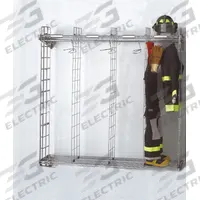 GROVES Turnout Gear Storage Rack: Wall Mount, 1 Sides, 4 Compartments, Zinc Chromate, Chrome (MPN NTWM-4/18). Key specifications — Material: Zinc Chromate; Brand: GROVES; Color: Chrome.