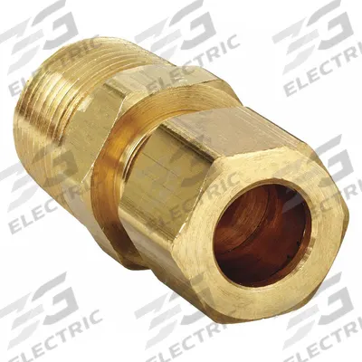 PARKER Compression Fitting Adapter: 1/4 in OD x 1/4 in Pipe Fitting Size, Compression x MNPT - Standard Sleeve Brass Compression Fittings